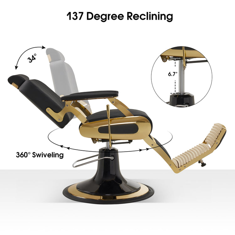 All Purpose Barber Chair With Headrest, Reclining Swivel Salon Chair 9453