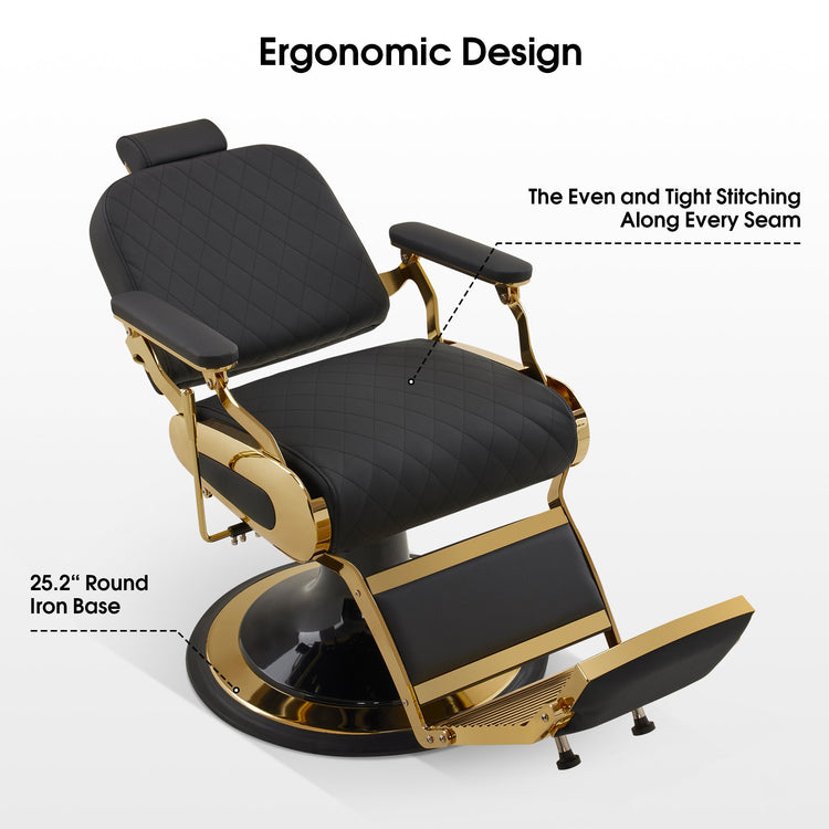 All Purpose Barber Chair With Headrest, Reclining Swivel Salon Chair 9453
