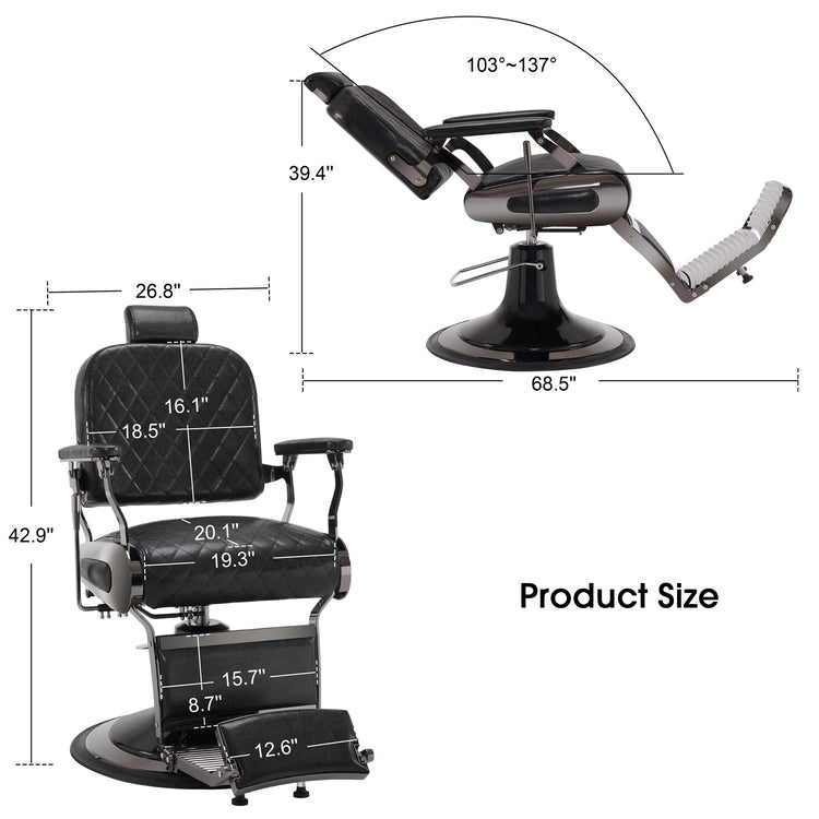 All Purpose Barber Chair With Headrest, Reclining Swivel Salon Chair 9453