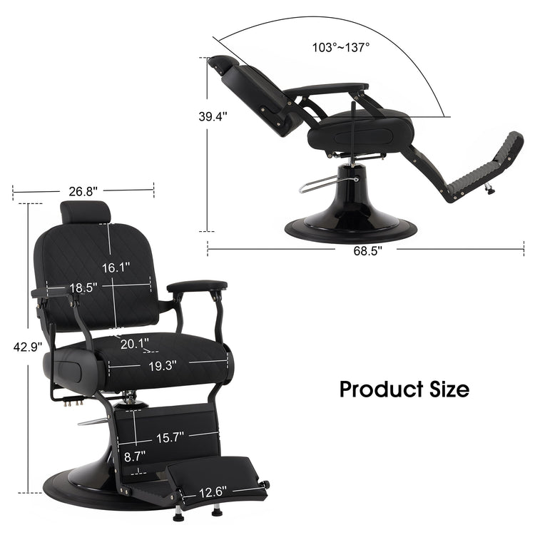 All Purpose Barber Chair With Headrest, Reclining Swivel Salon Chair 9453