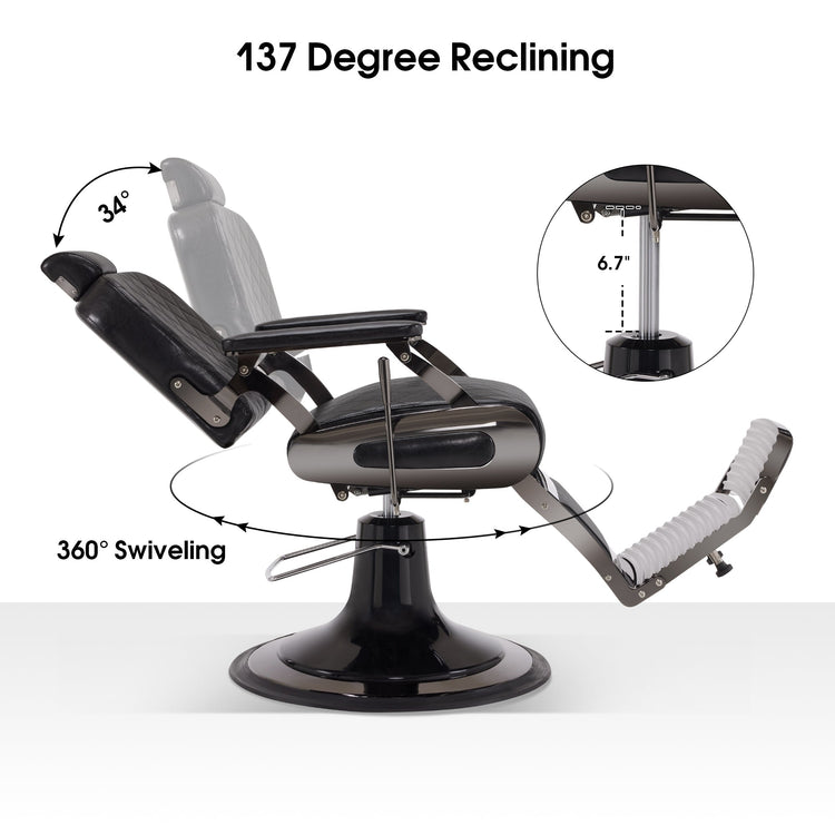 All Purpose Barber Chair With Headrest, Reclining Swivel Salon Chair 9453