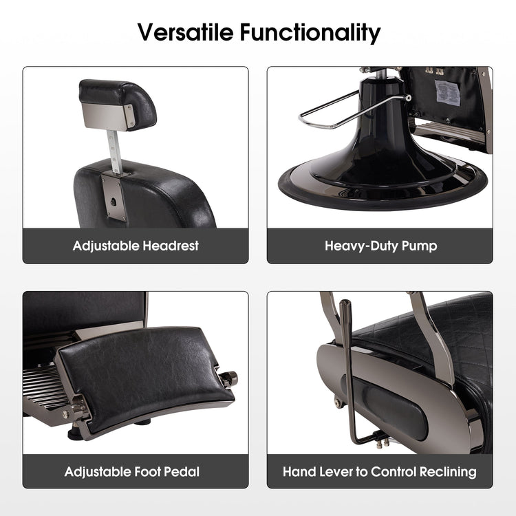 All Purpose Barber Chair With Headrest, Reclining Swivel Salon Chair 9453