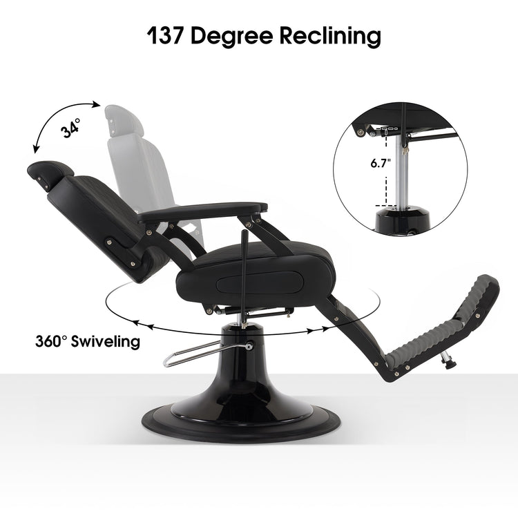 All Purpose Barber Chair With Headrest, Reclining Swivel Salon Chair 9453