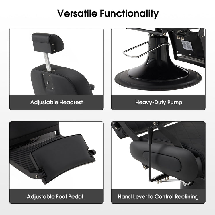 All Purpose Barber Chair With Headrest, Reclining Swivel Salon Chair 9453