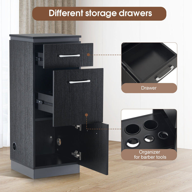 Multi-Purpose Salon Barber Cabinet With Holder&Plug Holes For Hair Styling 2002