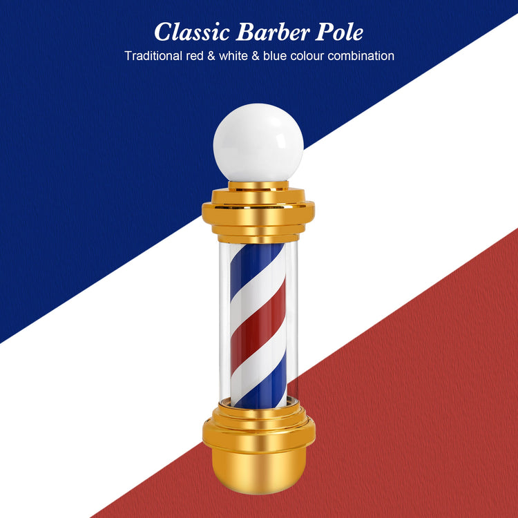 LED Barber Pole with Rotating Light - Classic Hair Salon Open Sign with Wall Mount