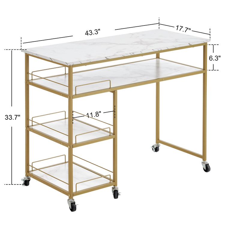Simple Nail Table With Rolling Wheels Modern Makeup Station 2401