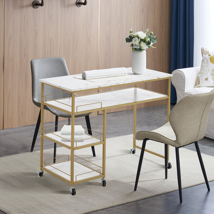 Simple Nail Table With Rolling Wheels Modern Makeup Station 2401