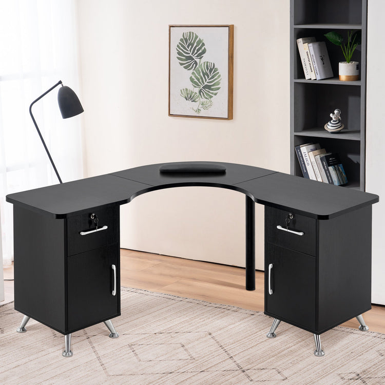 L-Shaped Nail Table Corner Manicure Desk For Home Office 2672