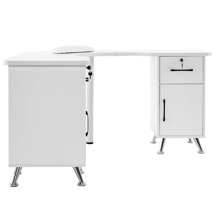 L-Shaped Nail Table Corner Manicure Desk For Home Office 2672