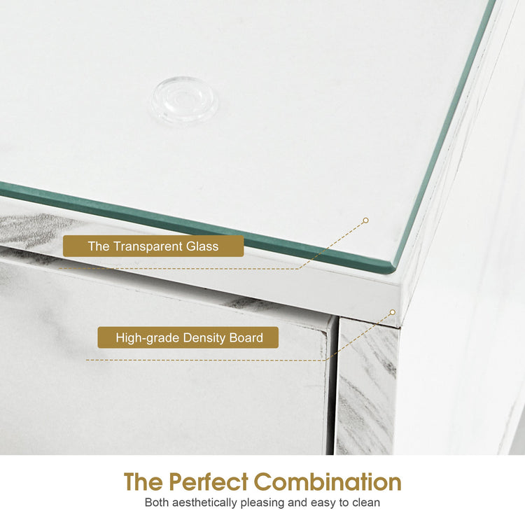 Beauty Manicure Table With Metal Frame & Glass, Modern Nail Equipment 2411