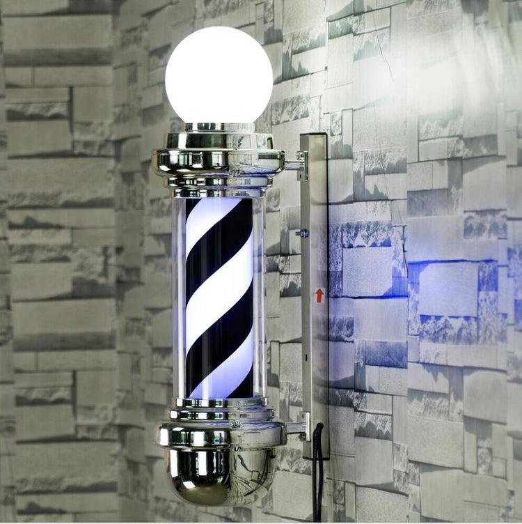 LED Barber Pole with Rotating Light - Classic Hair Salon Open Sign with Wall Mount