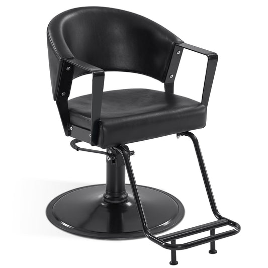 Hydraulic Salon Chair, All Black 360° Swivel Hair Styling Chair 8517