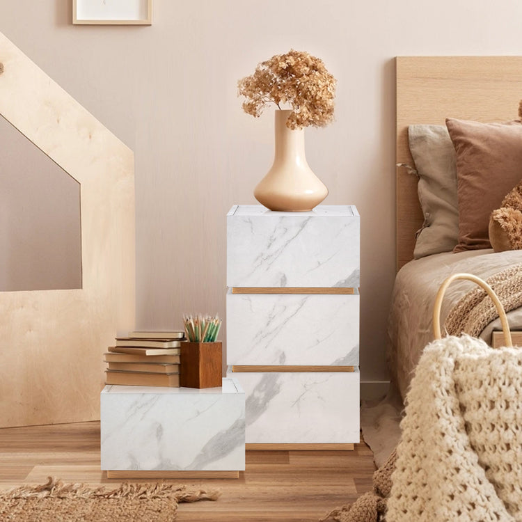 Marble Patterned Storage Salon  Barber Cabinet With 4 Drawers, Large-Capacity Station 2037