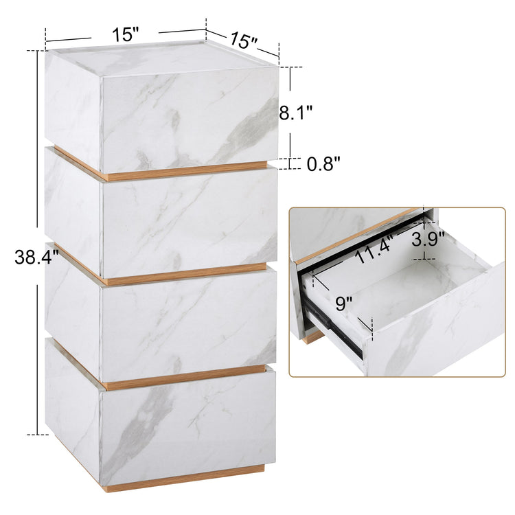 Marble Patterned Storage Salon  Barber Cabinet With 4 Drawers, Large-Capacity Station 2037