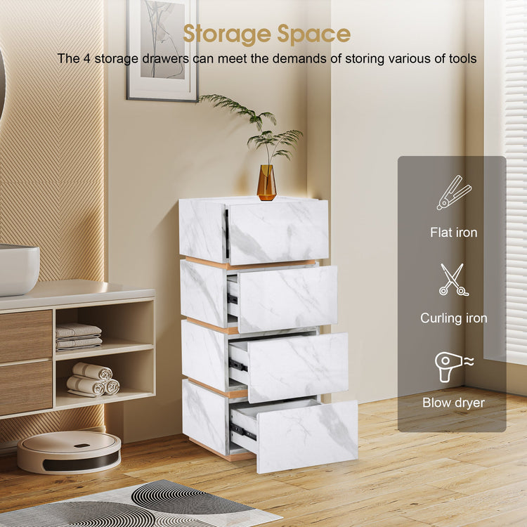 Marble Patterned Storage Salon  Barber Cabinet With 4 Drawers, Large-Capacity Station 2037