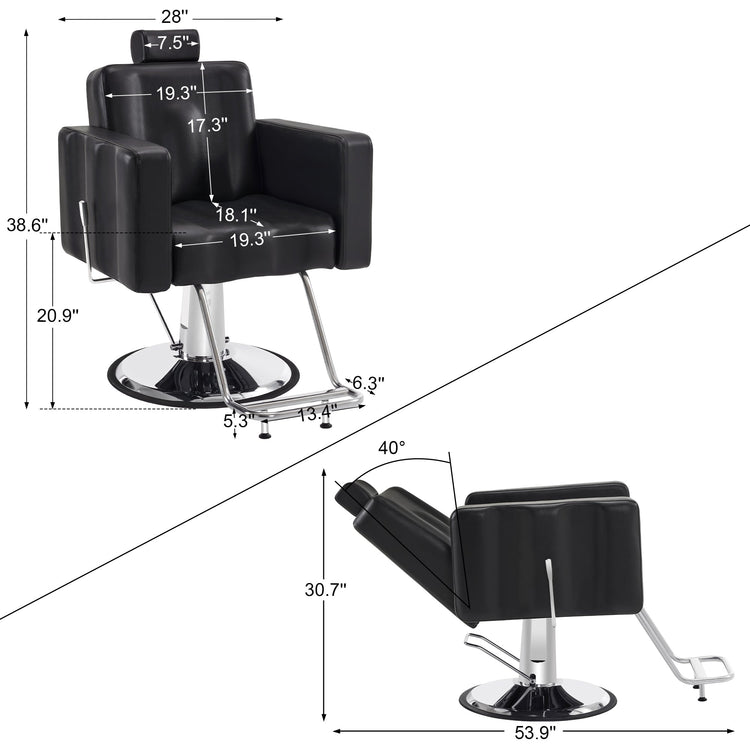 Reclining Barber Chair, Hydraulic Spa Salon Chair For Hair Stylist 9523