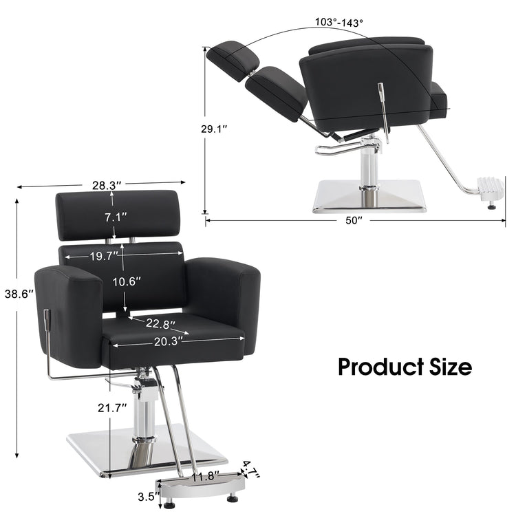 Barber Salon Chair For Hair Stylist, Hydraulic Reclining Styling Chair 9410