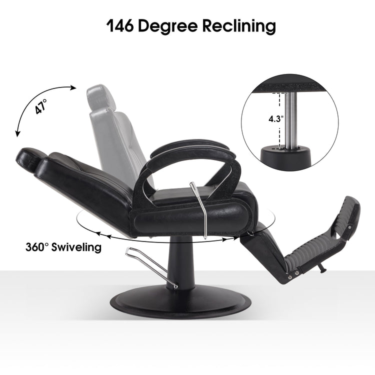 All Purpose Barber Chair,Reclining Hair Stylist Salon Chair With Headrest 9502