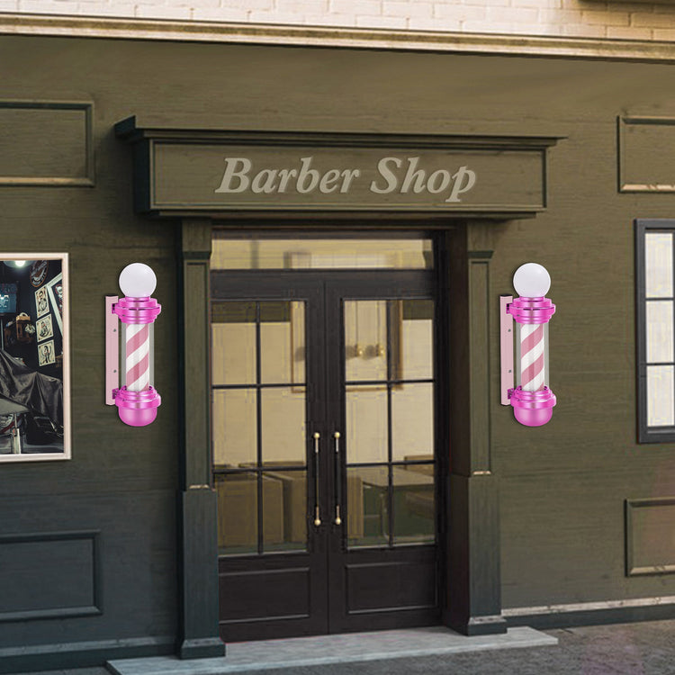 LED Barber Pole with Rotating Light - Classic Hair Salon Open Sign with Wall Mount