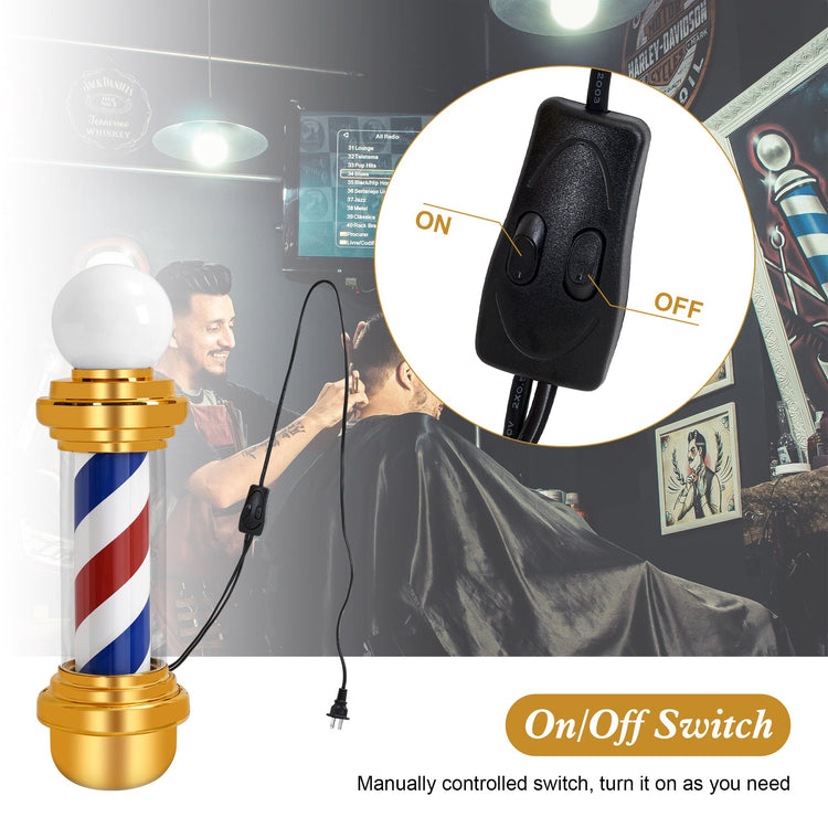 LED Barber Pole with Rotating Light - Classic Hair Salon Open Sign with Wall Mount