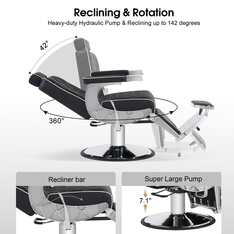 All Purpose Barber Chair, 660Lbs Hydraulic Pump, Salon&Spa Chair 8625