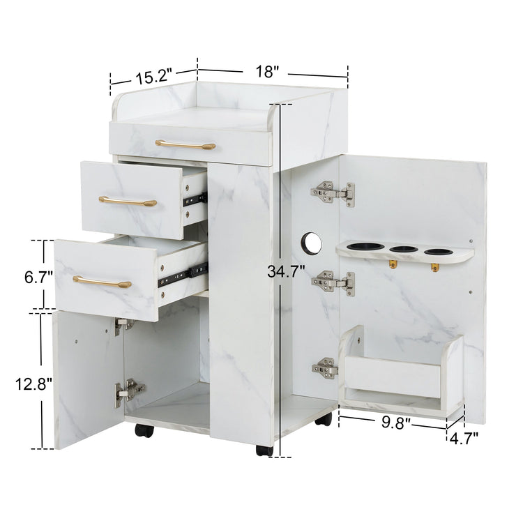 Hayden Salon Trolley with Cabinets and Tool Holders