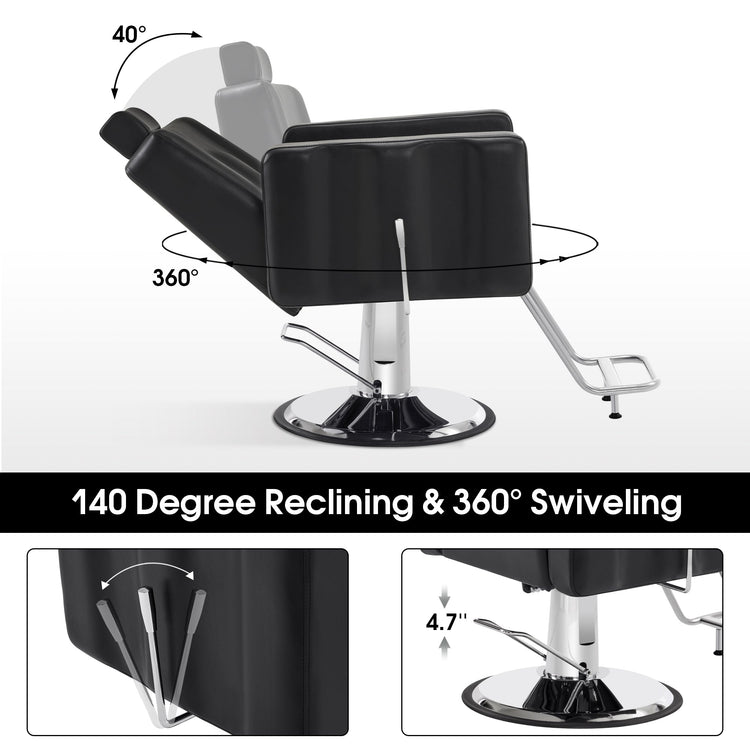 Reclining Barber Chair, Hydraulic Spa Salon Chair For Hair Stylist 9523