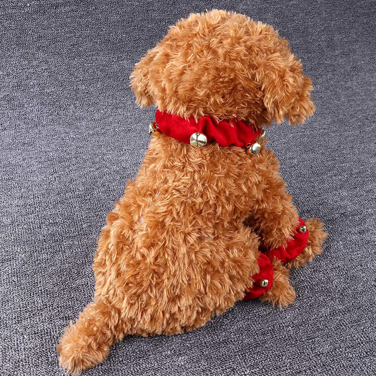 Jingle Bells Pet Red Plush Collar and Anklet Set