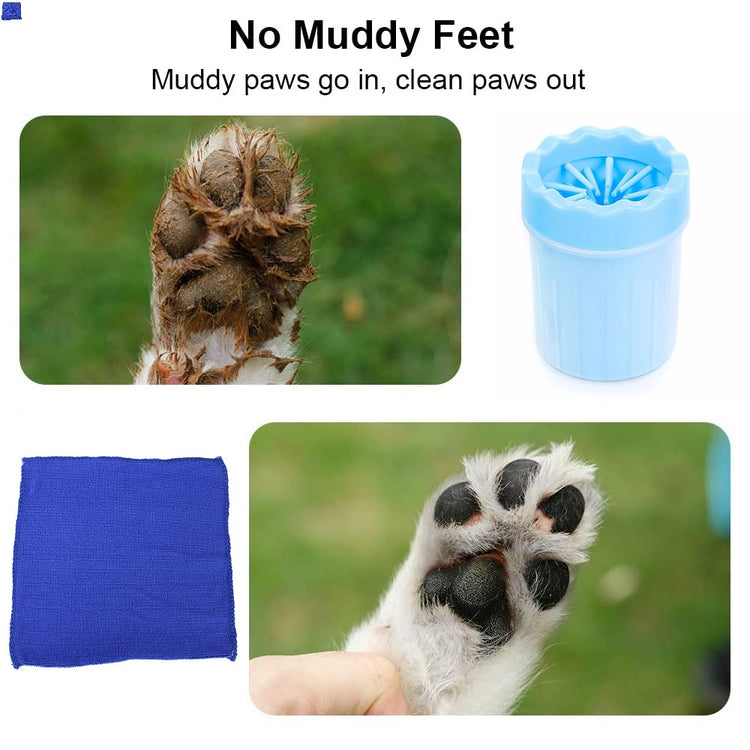 2 in 1 Silicone Dog Paw Cleaner Cup with Towel