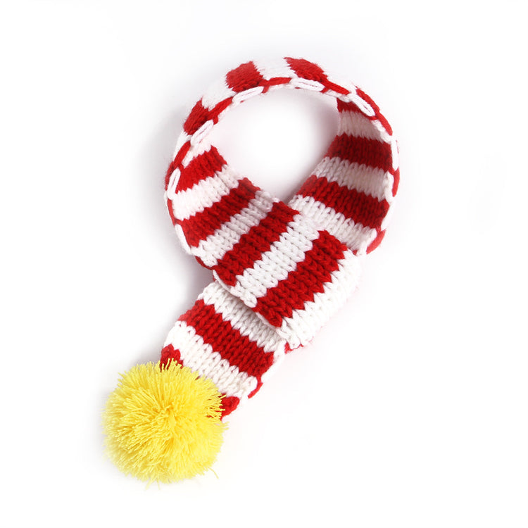 Pet Knitted Christmas Striped Scarf