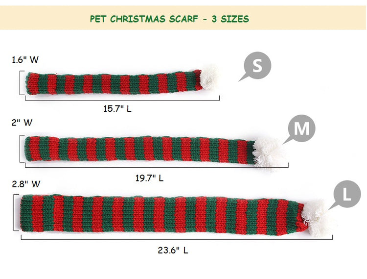 Pet Knitted Christmas Striped Scarf