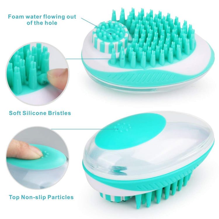 Pet Bath Brush 3 IN 1 [Shampoo Dispenser + Massage + Grooming]