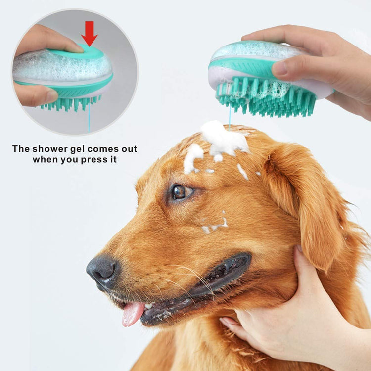 Pet Bath Brush 3 IN 1 [Shampoo Dispenser + Massage + Grooming]